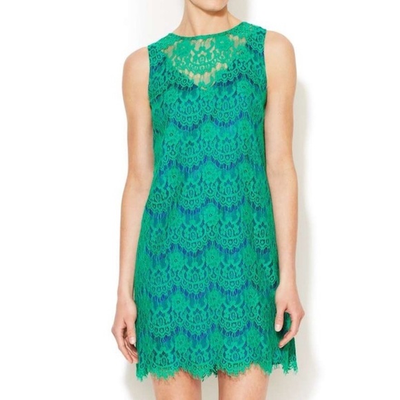 JAYGODFREY Dresses & Skirts - Jay Godfrey green lace sleeveless shift dress Size 6
